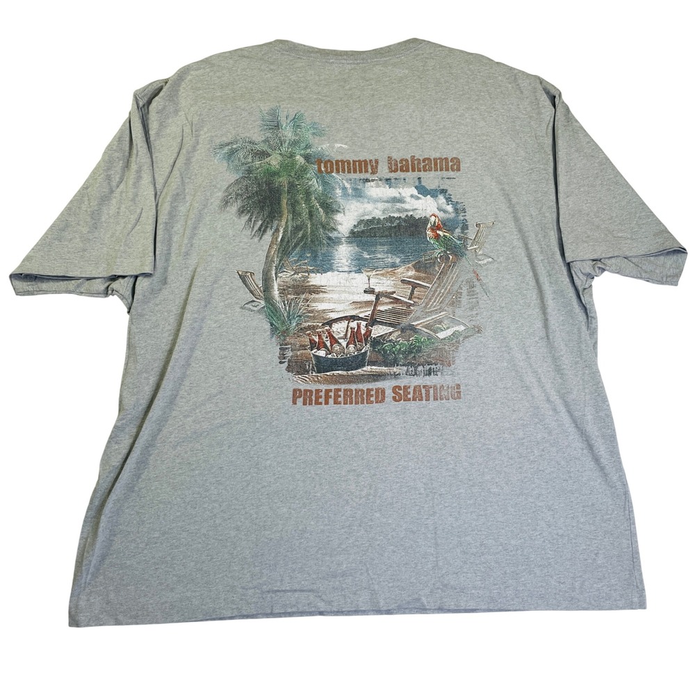 Tommy Bahama Relax Mens XXL Gray Preferred Seating Graphic T-Shirt Cotton Beach
